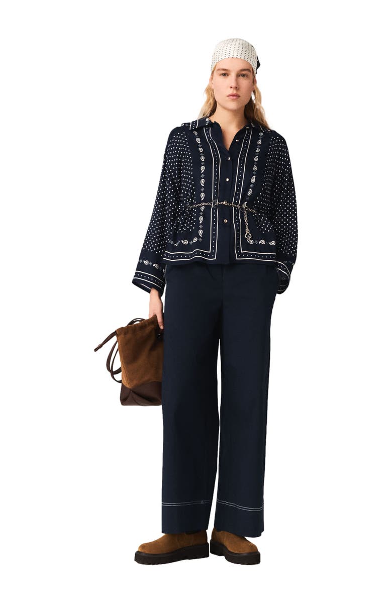 maje Flowing printed shirt, Main, color, Navy Dot Bandana Print