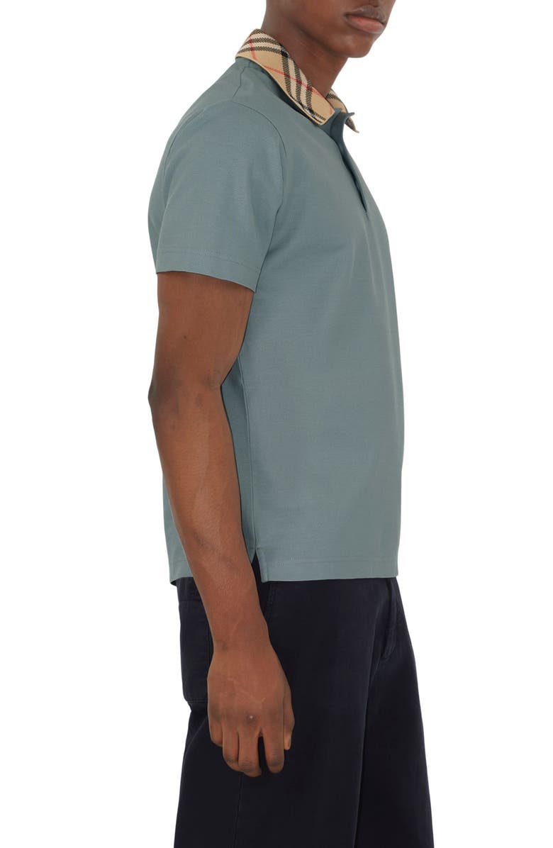 Burberry Check Trim Cotton Piqué Polo, Alternate, color, Gale