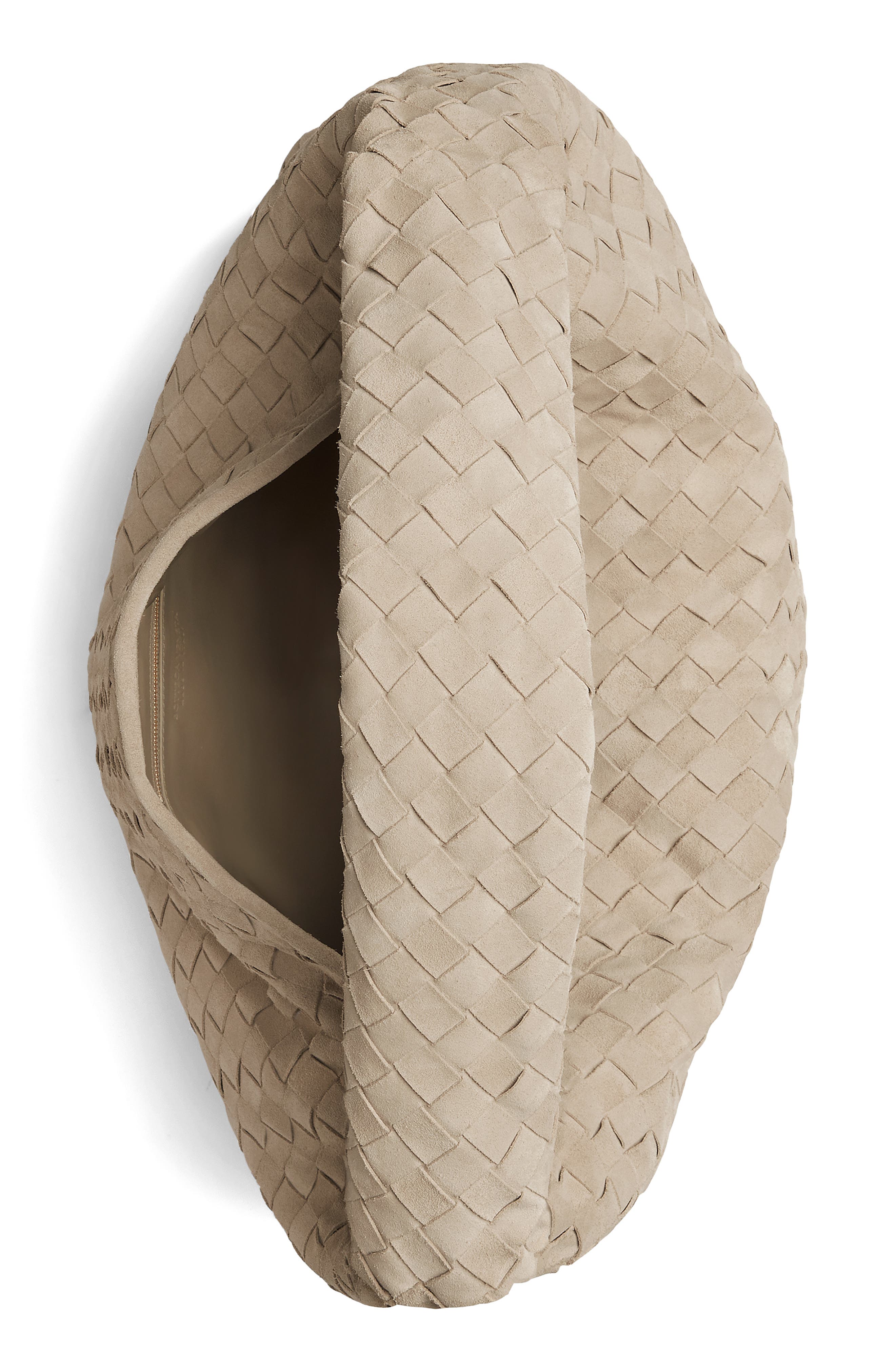 Bottega Veneta Large Hop Intrecciato Suede Hobo Bag, Alternate, color, 9614 Ecru-Muse Brass