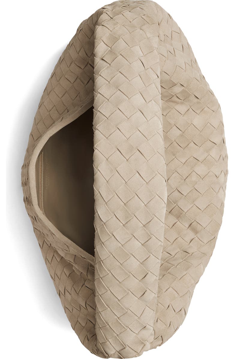 Bottega Veneta Large Hop Intrecciato Suede Hobo Bag, Alternate, color, 9614 Ecru-Muse Brass