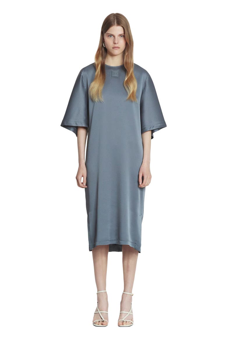 Satin T-Shirt Dress, Main, color, STEEL