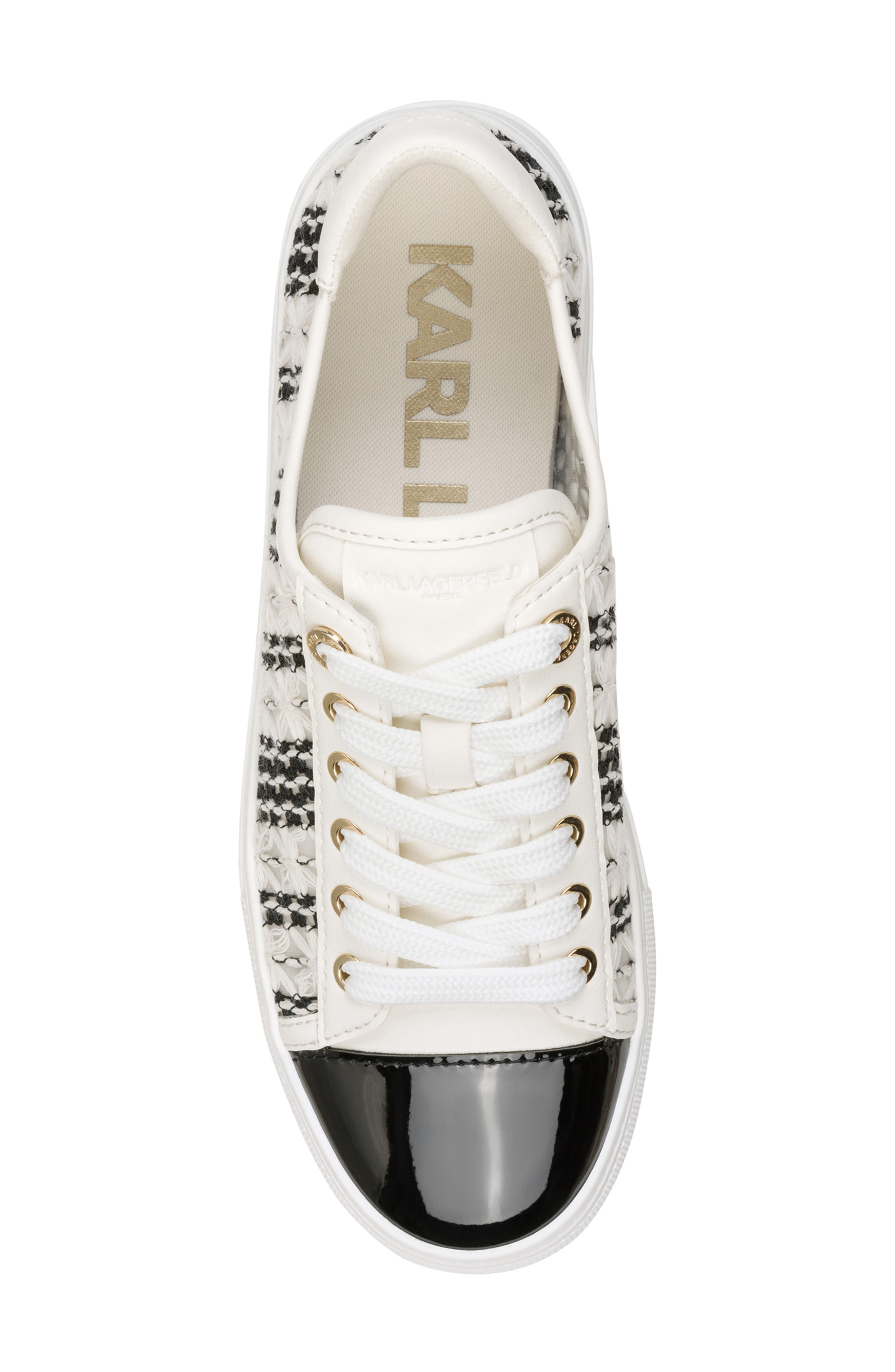 KARL LAGERFELD PARIS Caelan Crochet Sneaker, Alternate, color, Black/ White