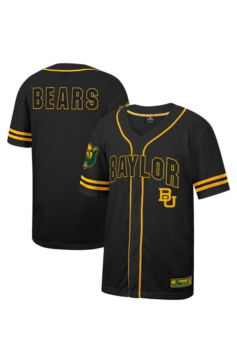 COLOSSEUM Men's Colosseum Black Baylor Bears Free Spirited Mesh Button-Up Baseball Jersey, Main, color,