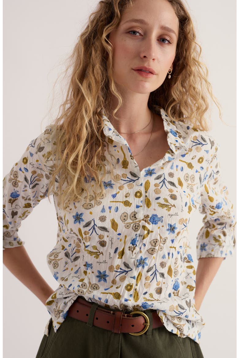 Larissa Crinkled Organic Cotton Shirt, Alternate, color, SEED COLLECTING CHALK