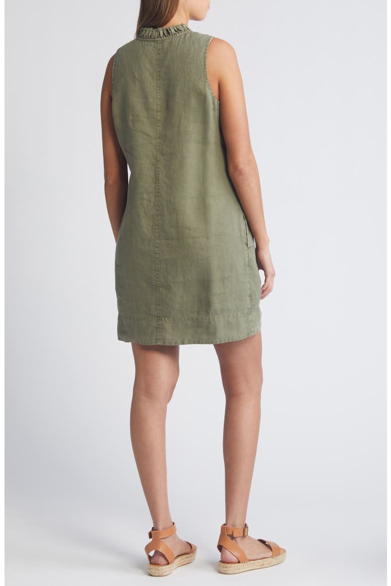 Two Palms Double Ruffle Linen Dress, Alternate, color, TEA LEAF
