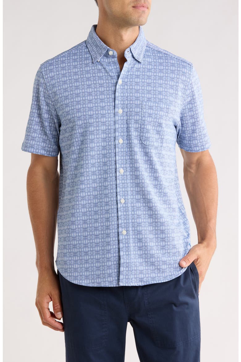 Sunburst Tie Bye Short Sleeve Button-Up Shirt, Main, color, BLUE STONE