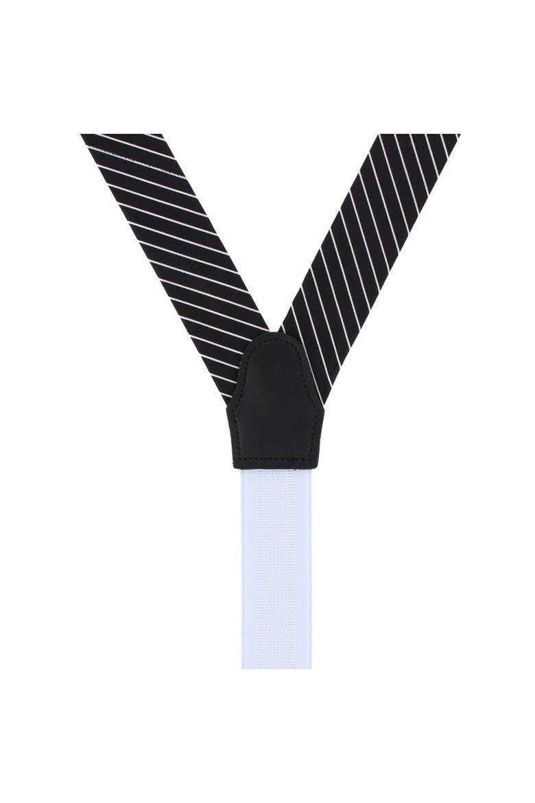 Declan Diagonal Stripe Silk Business Button End Suspenders, Alternate, color, Black with White Stripe