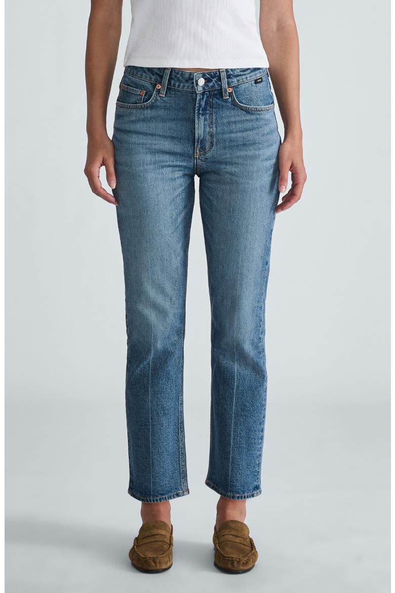 New York High Waist Ankle Straight Leg Jeans, Main, color, MID SHADED CLASSIC BLUE