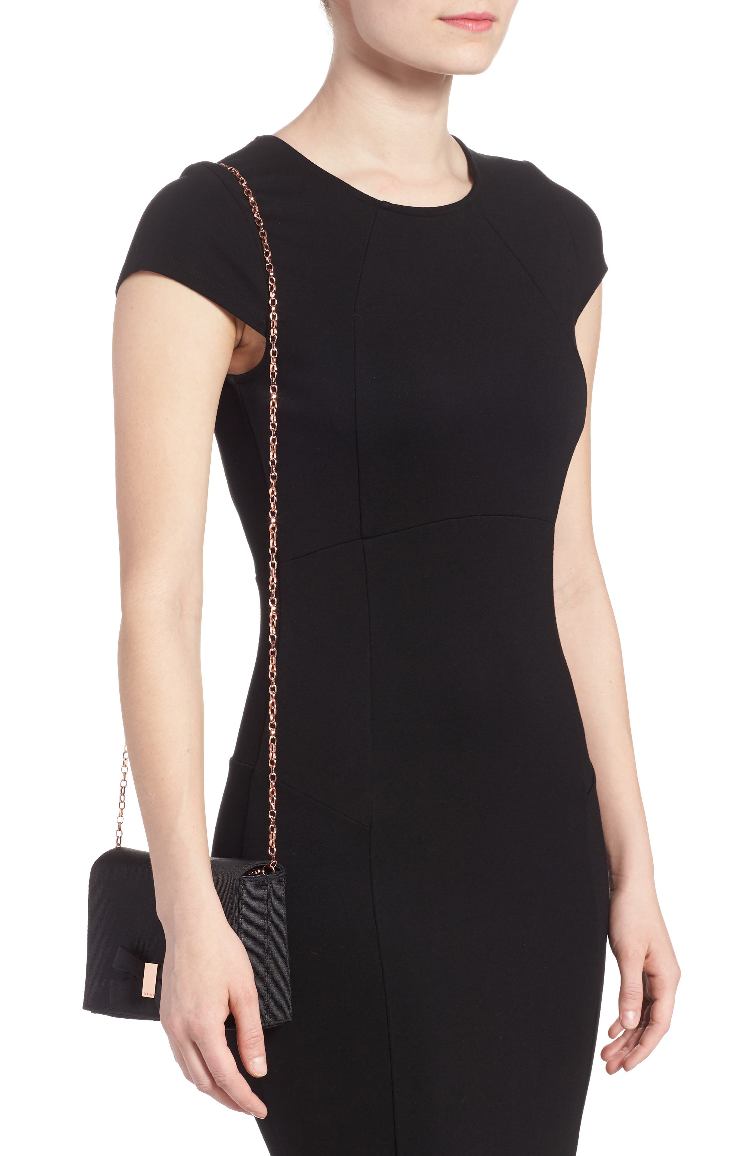 Looped Bow Clutch, Alternate, color, BLACK