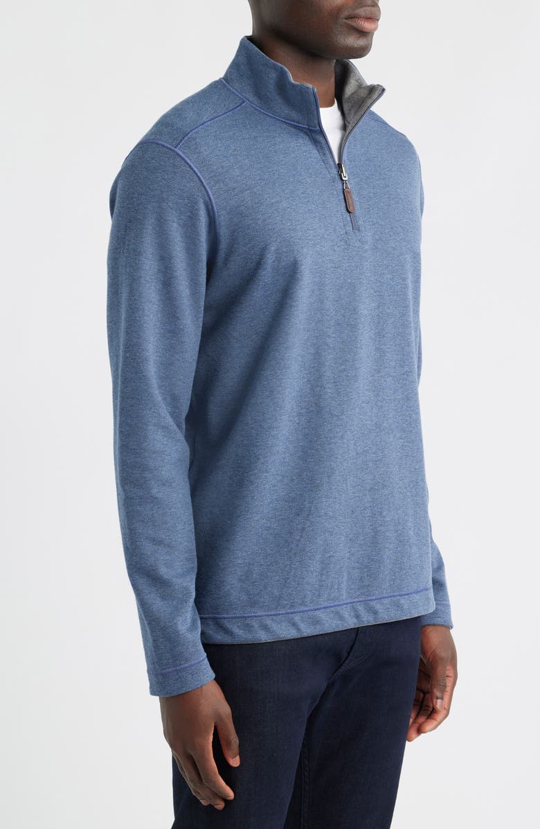 Johnston & Murphy Icon Reversible Quarter Zip, Alternate, color, Blue/ Gray