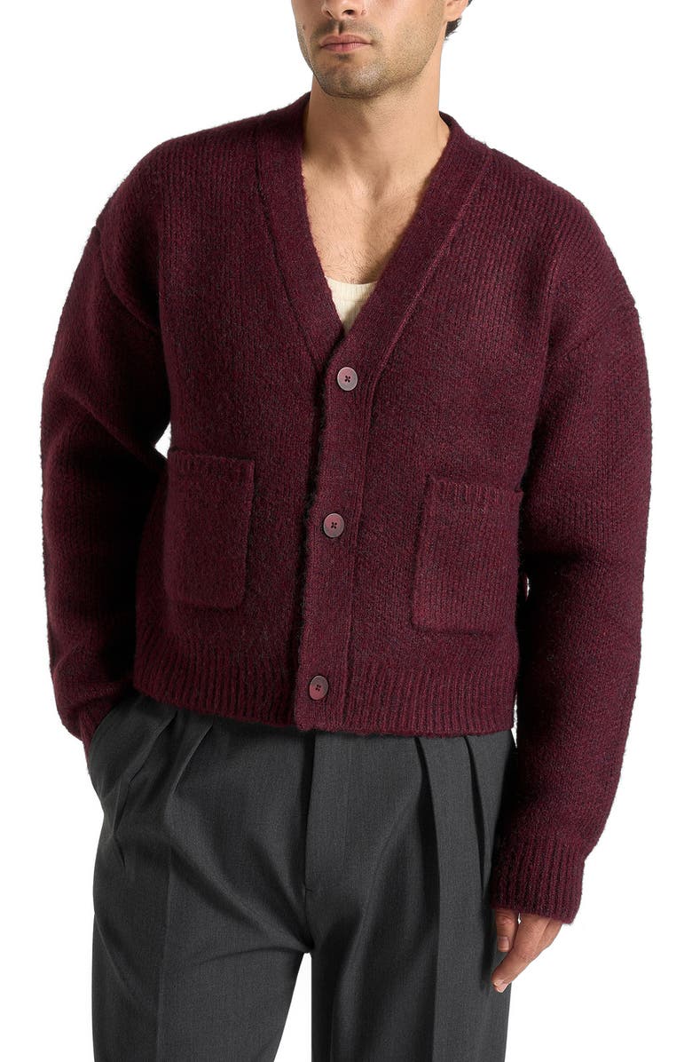 Manière De Voir Charlie Unisex Knitted Cardigan, Main, color, Wine Red