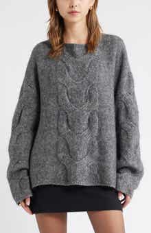 Open Edit Cable Boatneck Sweater