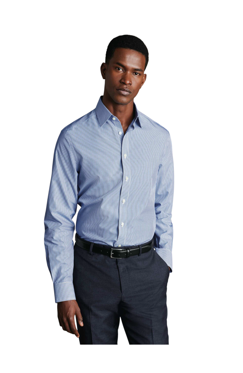 Charles Tyrwhitt Non-Iron Bengal Stripe Shirt, Main, color, Navy