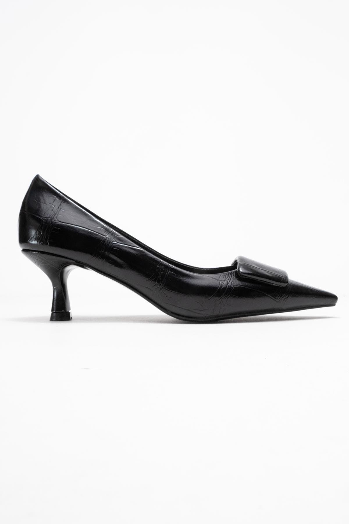Prologue Shoes Marcia Buckle Pointed Toe Pump, Alternate, color, Black Printed