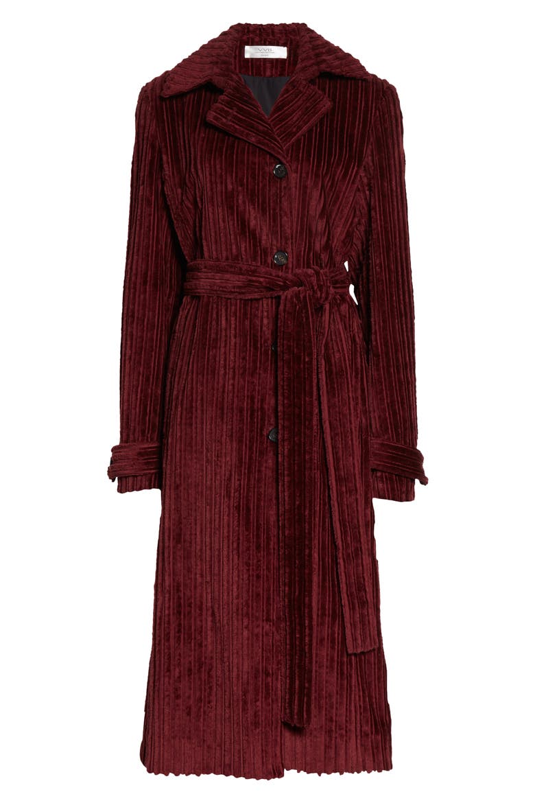 Belted Corduroy Trench Coat, Alternate, color, IRON RED