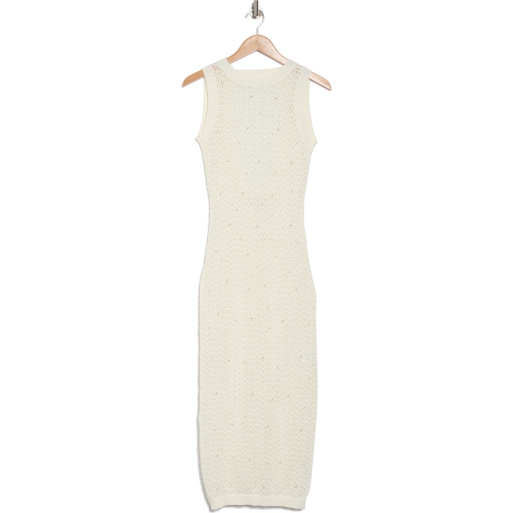 Lush Faux Pearl Bead Cover-up Dress In Cream