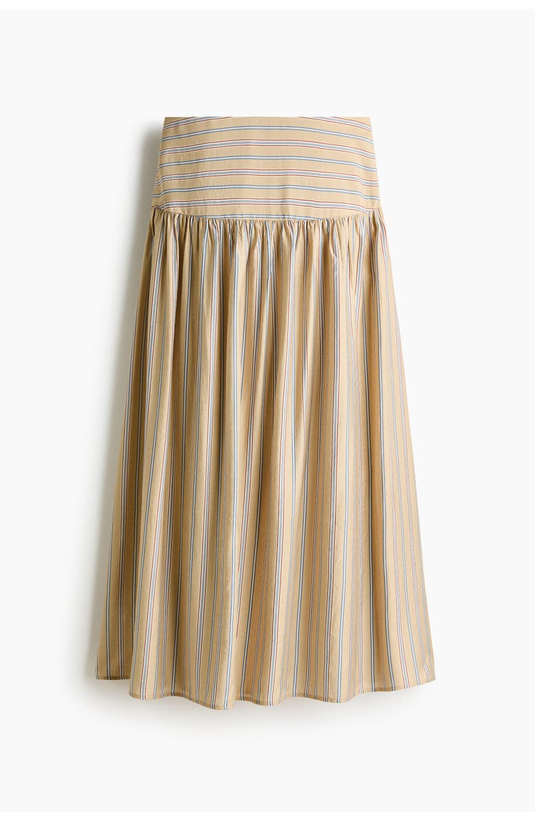 H&M Gathered midi skirt, Alternate, color, Beige/Striped