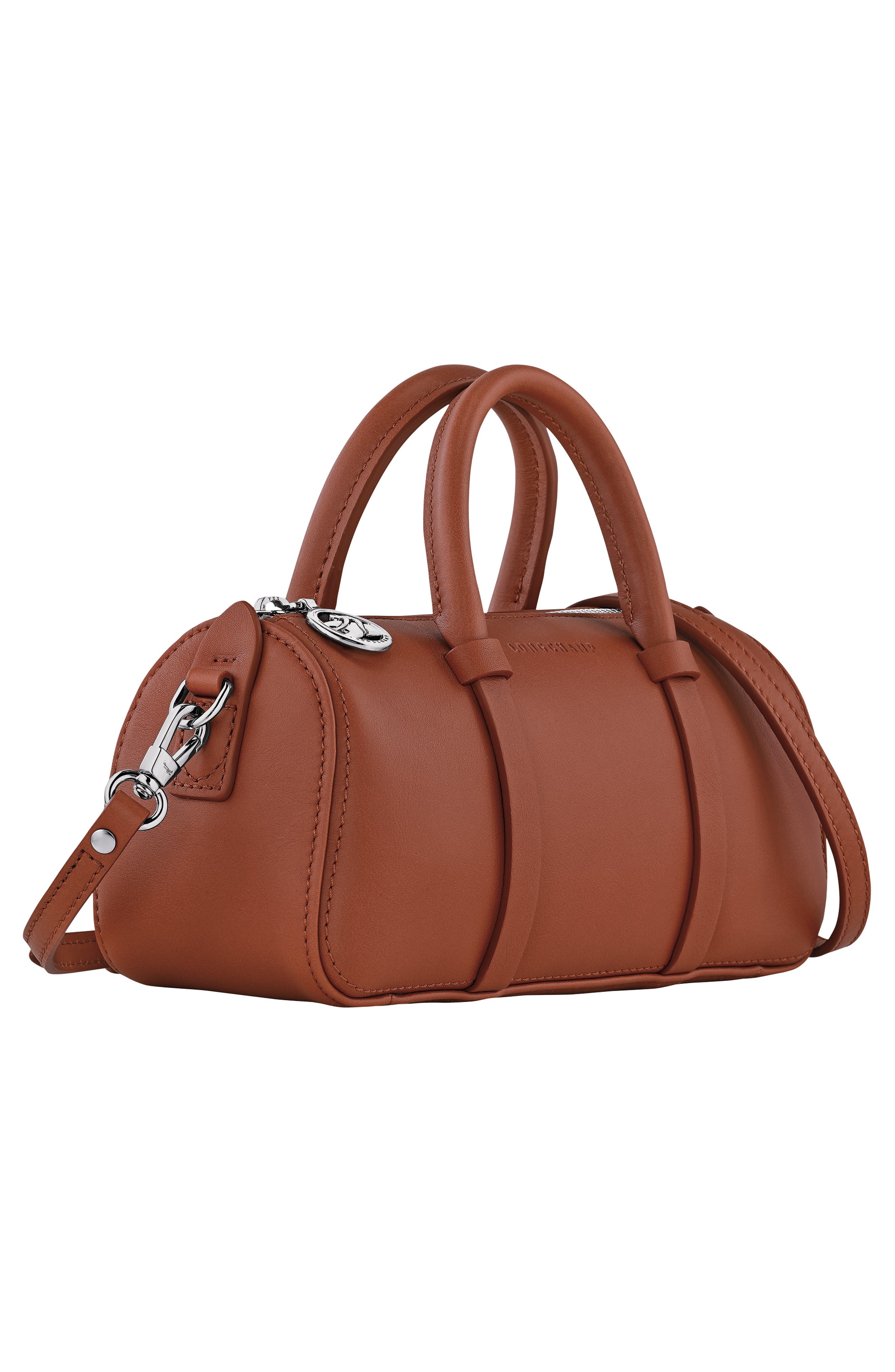 Small Day Leather Bowling Bag, Alternate, color, COGNAC