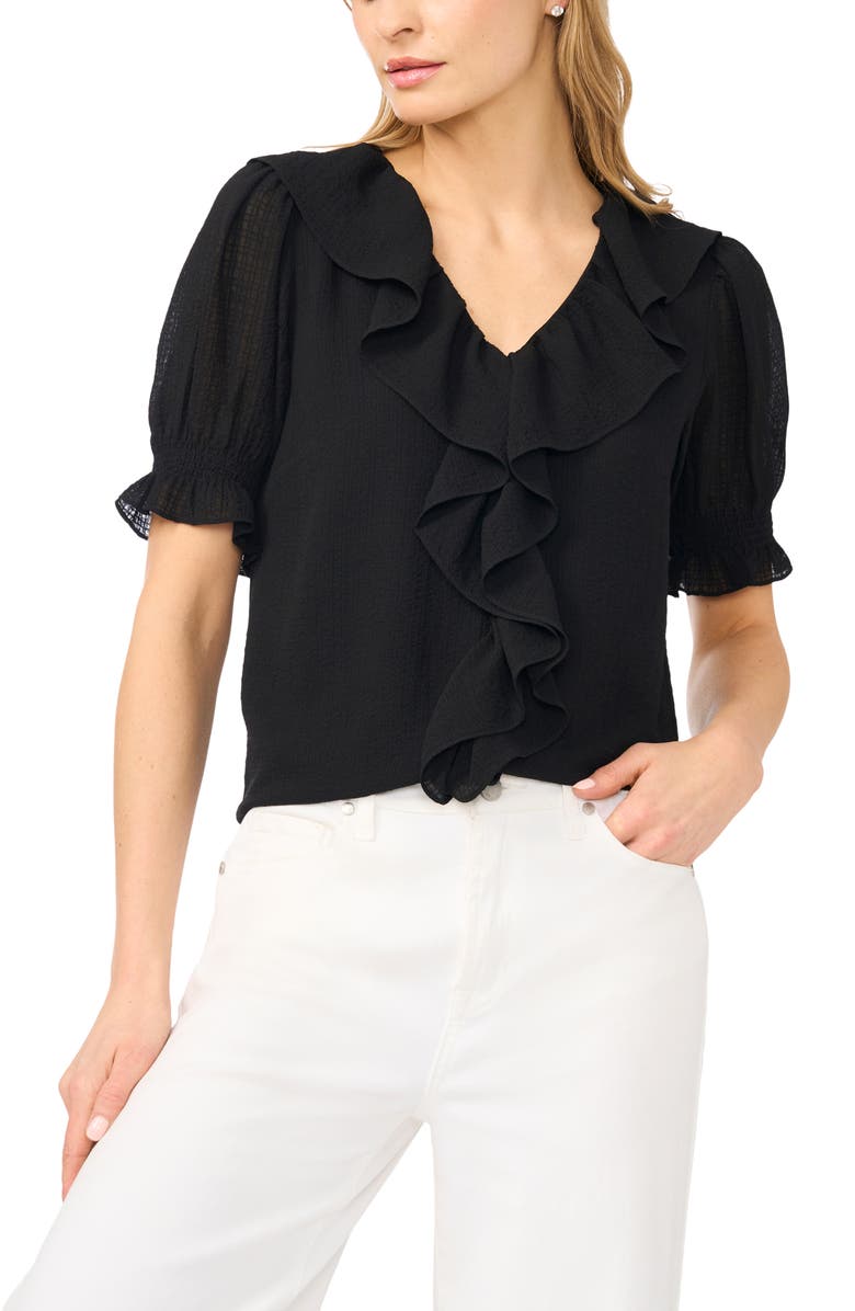 CeCe Ruffle Crepe Top, Main, color,