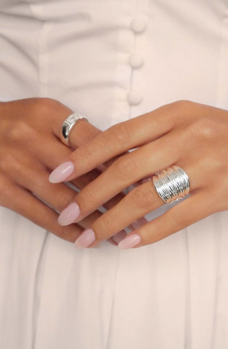 Ettika Stacked Band Ring, Alternate, color, Silver