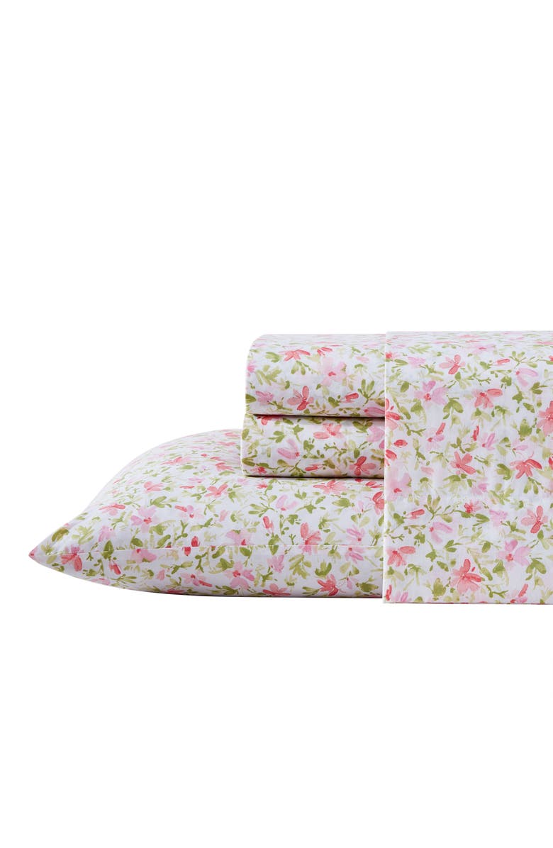 Laura Ashley Norella Cotton Comforter Set, Main, color, Pink/ Green