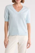 T Tahari V-Neck Mitered Pointelle Sweater