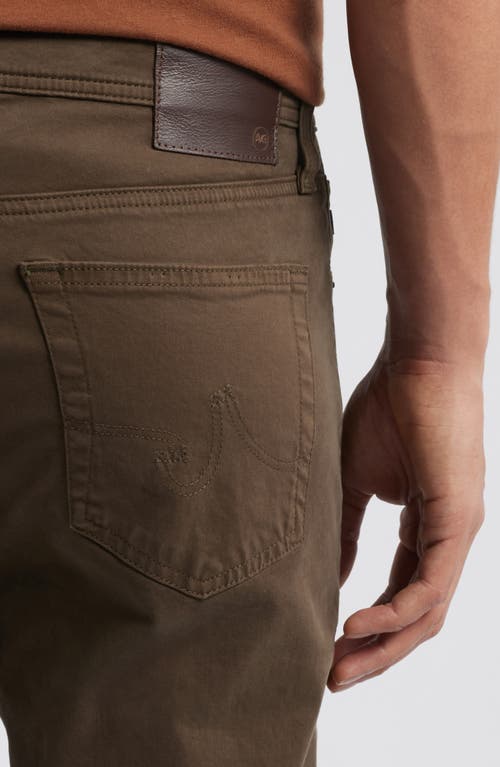Ag Everett Sueded Stretch Sateen Slim Straight Leg Pants In Brown