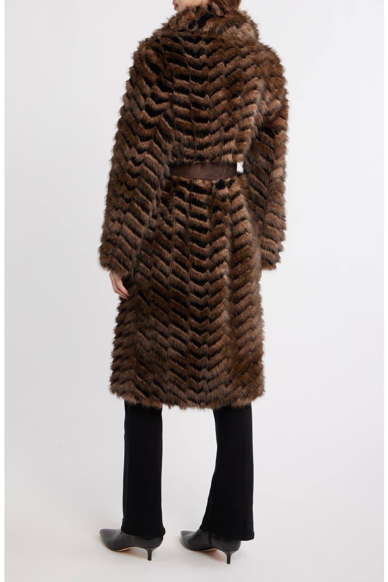 Faux Fur Coat, Alternate, color, BLACK/ BROWN MULTI COLOR