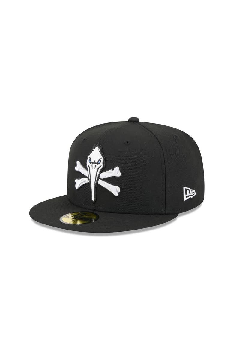 Men's New Era  Black Myrtle Beach Pelicans Theme Nights 59FIFTY Fitted Hat, Alternate, color, Black