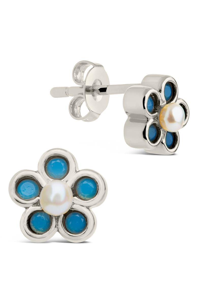 Sterling Forever Lilo Imitation Pearl Stud Earrings, Main, color,