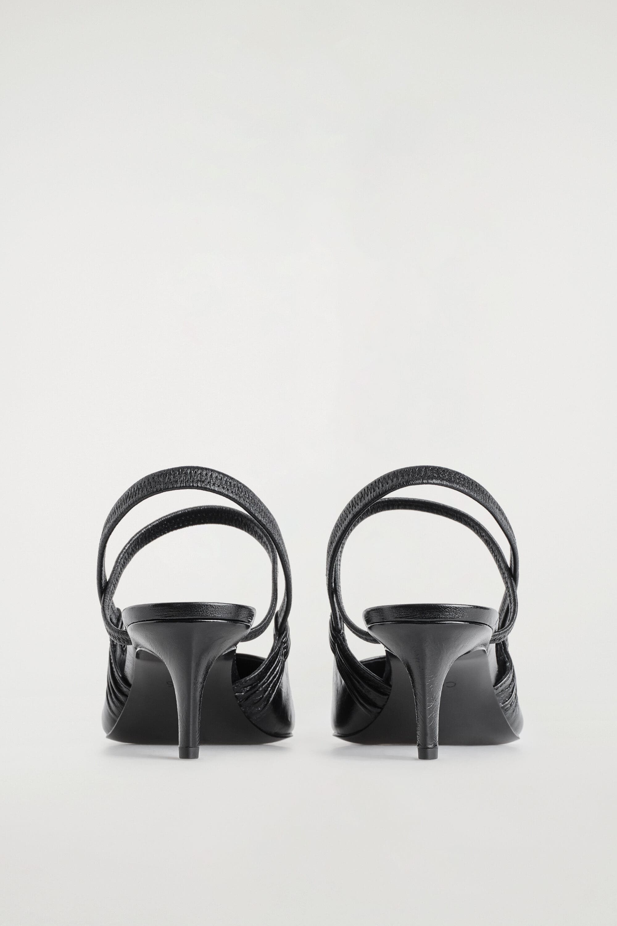 Pointed Leather Slingback Kitten Heels, Alternate, color, BLACK