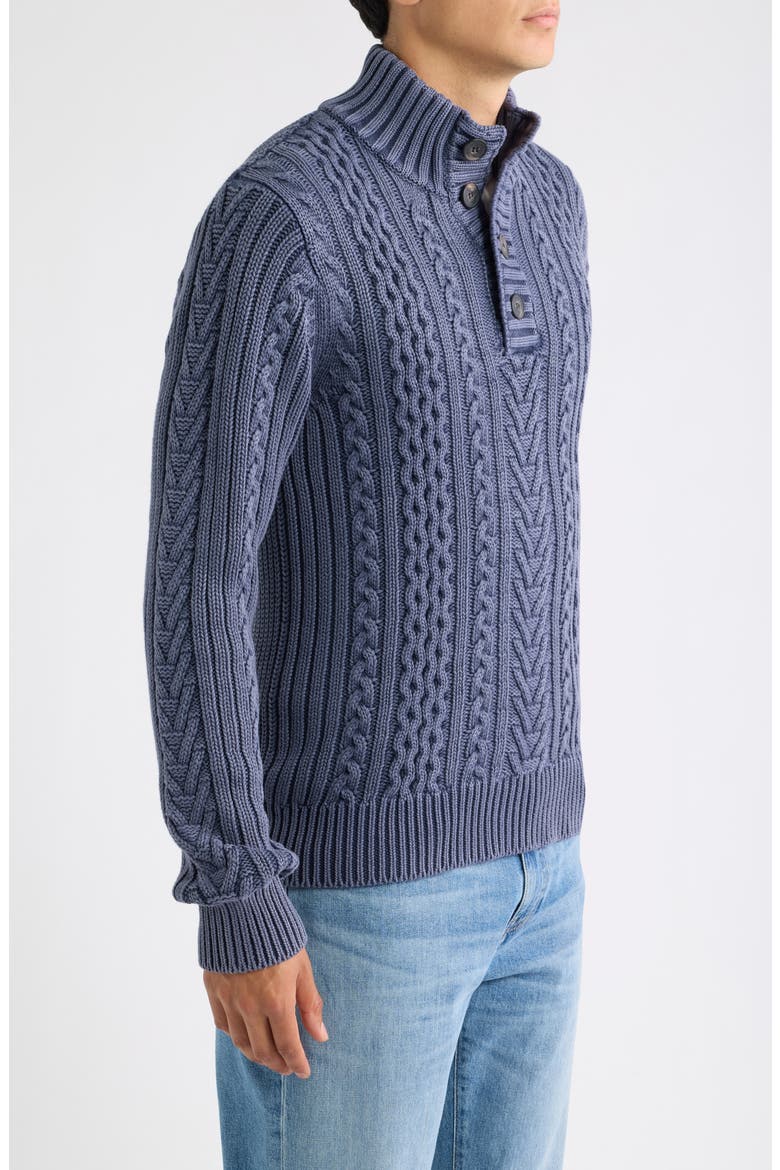 Cable Knit Fisherman's Sweater, Alternate, color, NAVY
