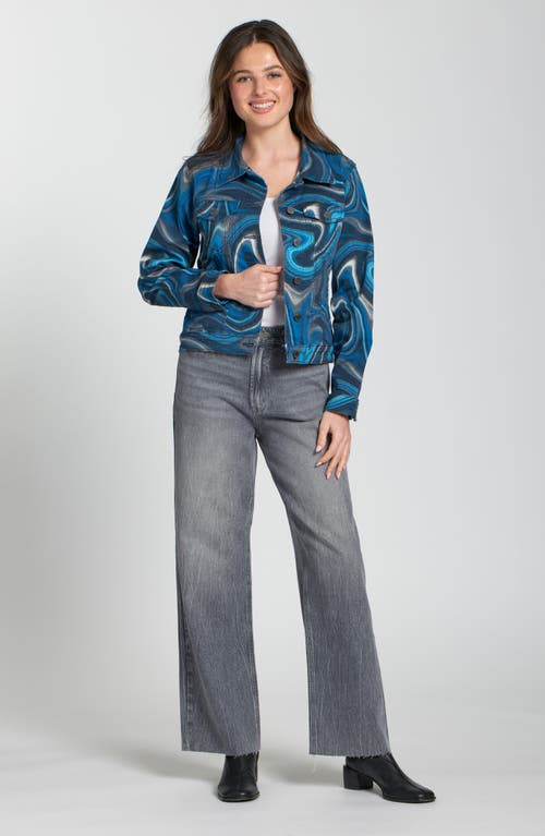 Apny Printed Denim Jacket In Blue