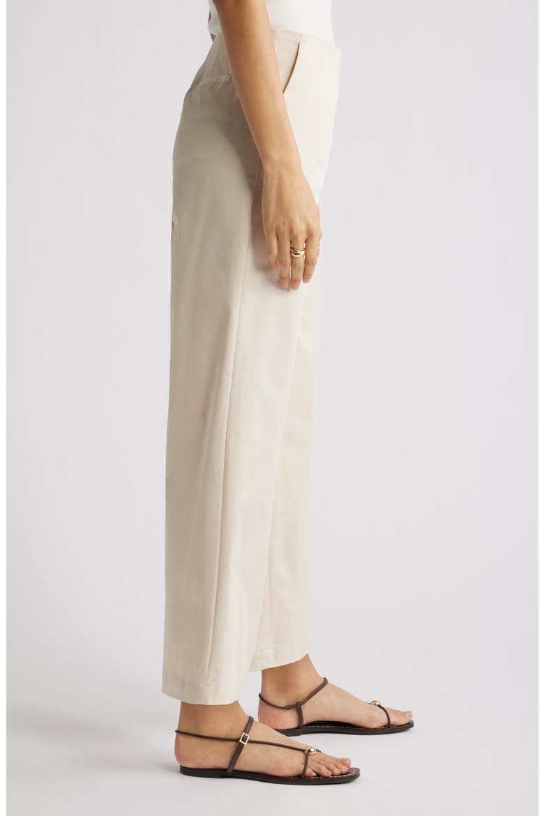 High Waist Stretch Cotton Wide Leg Pants, Alternate, color, BEIGE OATMEAL