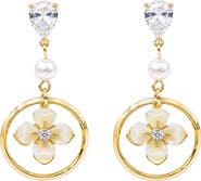 LA MENO Flower Circle Drop Earrings
