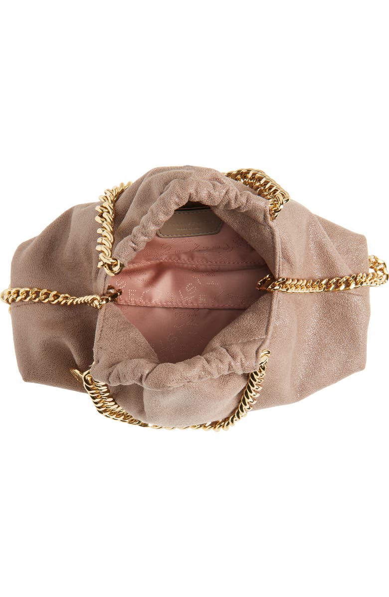 Stella McCartney Mini Falabella Metallic Faux Leather Drawstring Crossbody Bag, Alternate, color,