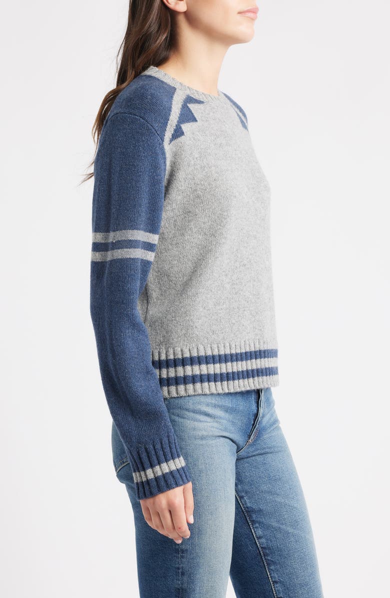 Pendleton Graphic Shetland Wool Sweater, Alternate, color, Grey/ Blue Heather