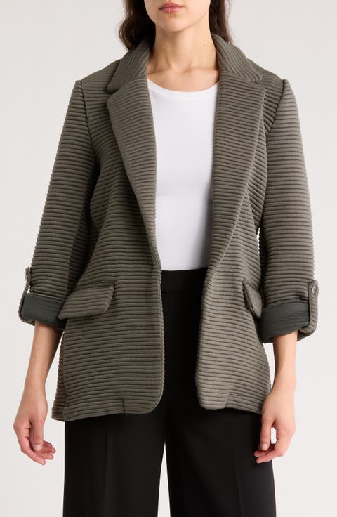 Stripe Notch Lapel Blazer
