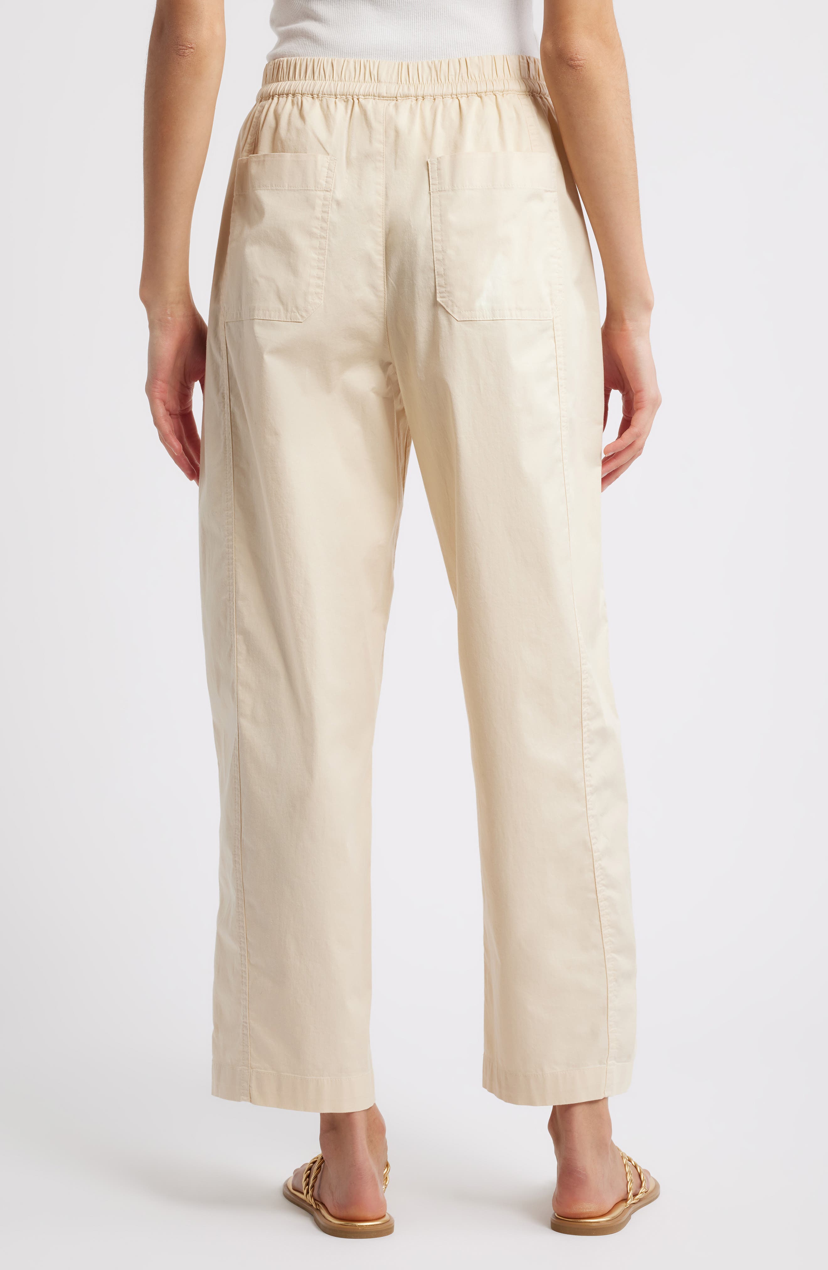 Stretch Cotton Drawstring Ankle Pants - image 2