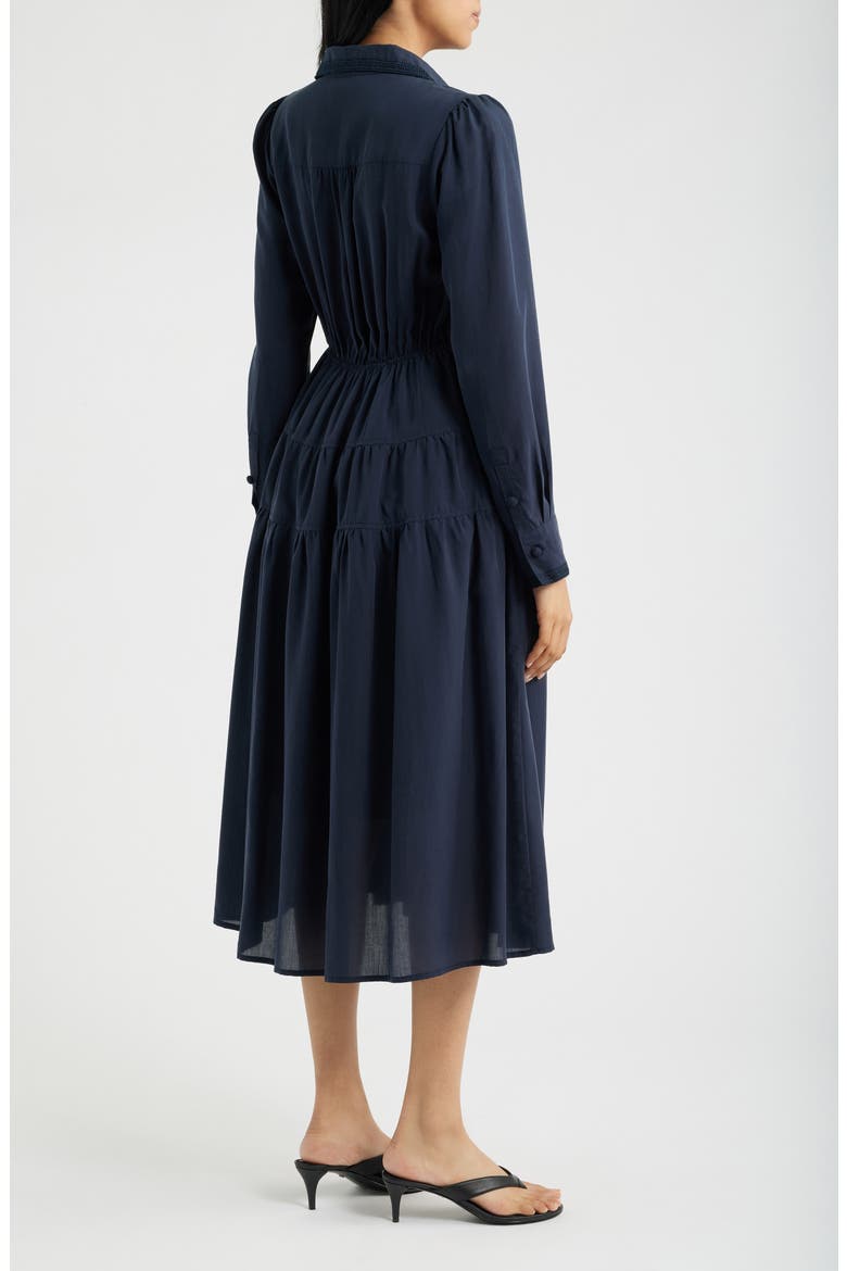 Lace Inset Long Sleeve Midi Dress, Alternate, color, NAVY