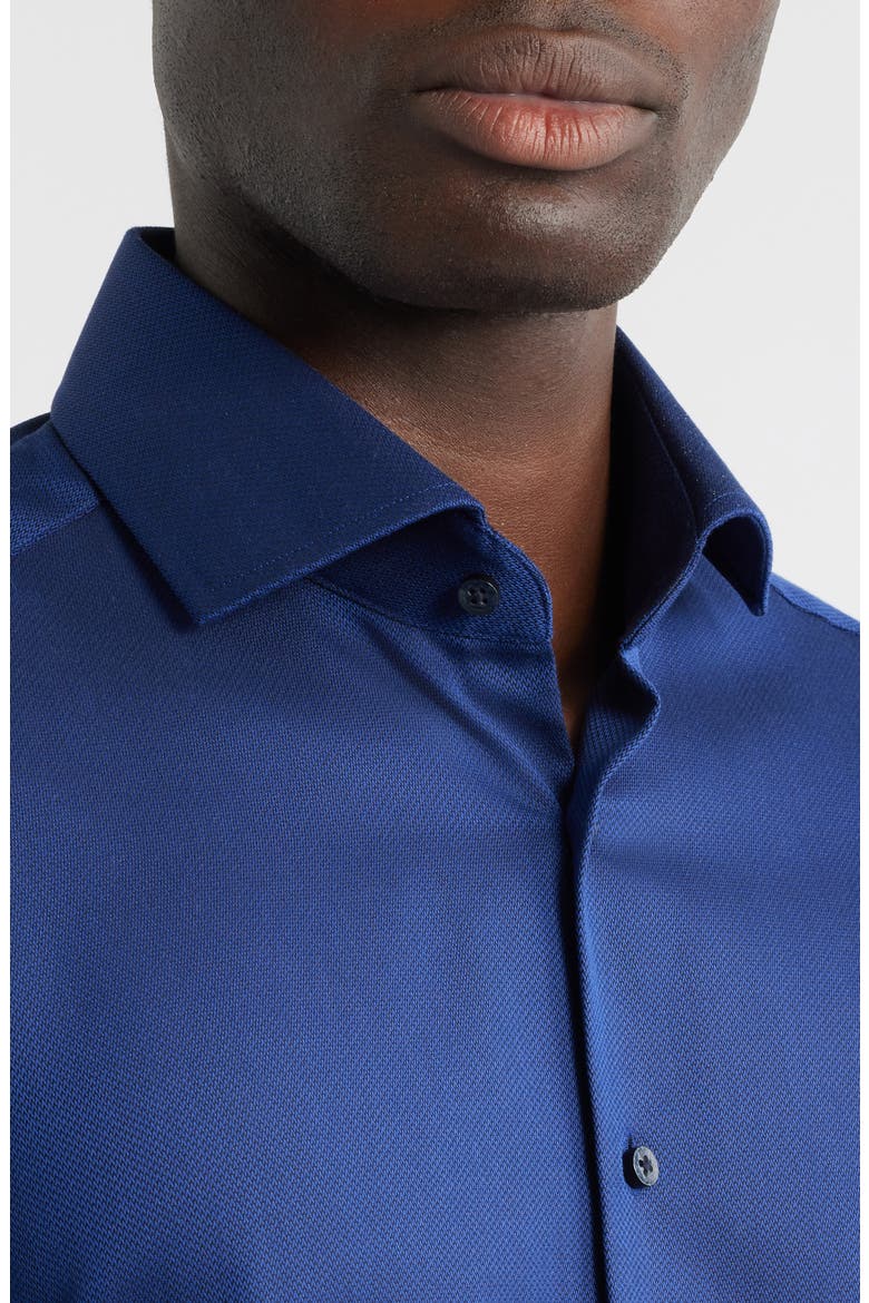 Modern Fit Solid Non-Iron Cotton Dobby Dress Shirt, Alternate, color, NAVY