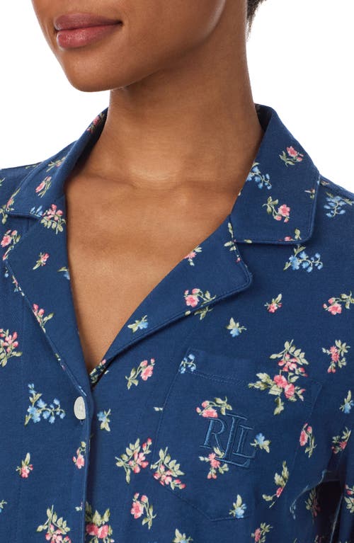 Ralph Lauren Floral Cotton-blend Jersey Sleep Set In Blue
