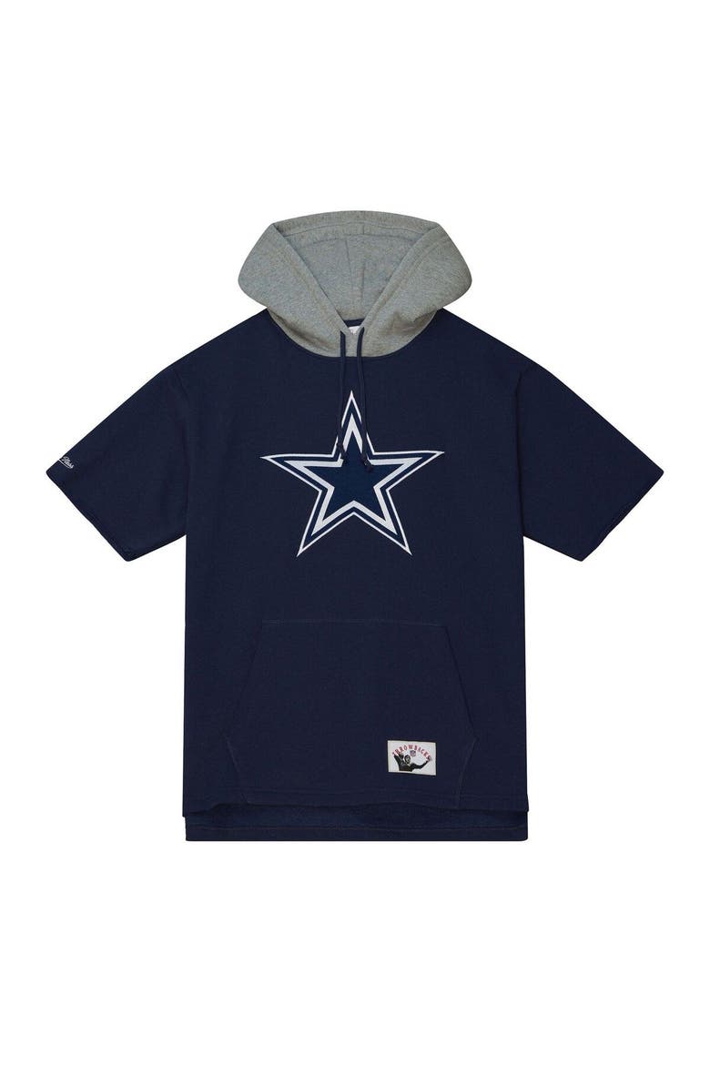 Men's Mitchell & Ness Navy Dallas Cowboys Postgame Short Sleeve Hoodie, Alternate, color, Navy