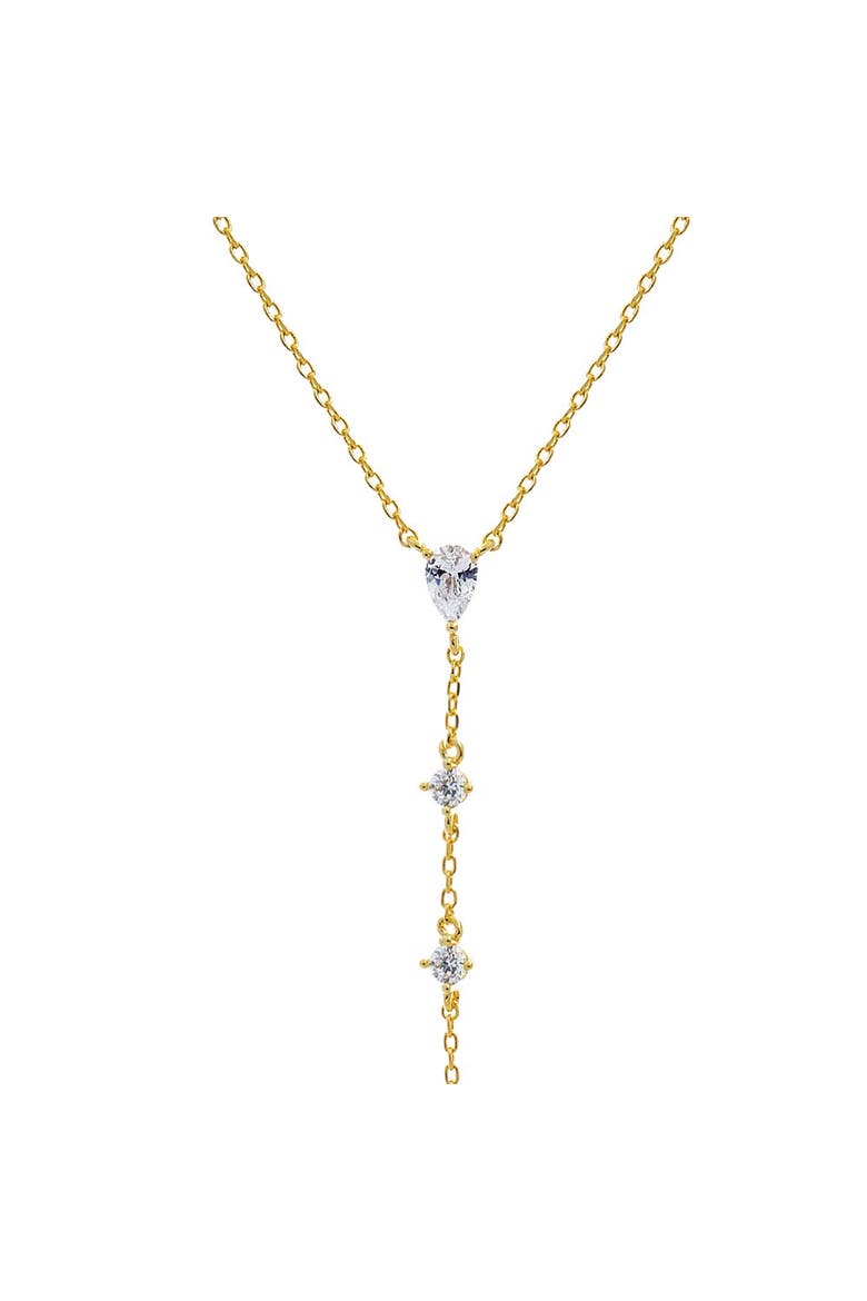 Teardrop CZ Lariat Necklace, Main, color, Gold