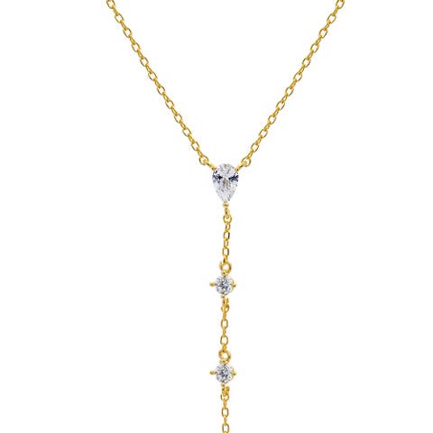 Teardrop CZ Lariat Necklace