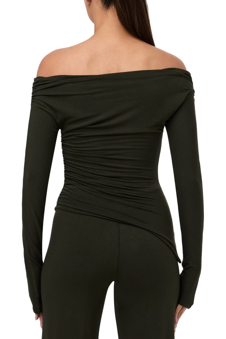 Off the Shoulder Ruched Top, Alternate, color, OLIVE