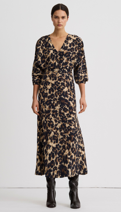 V-neck Flounce Hem Dress