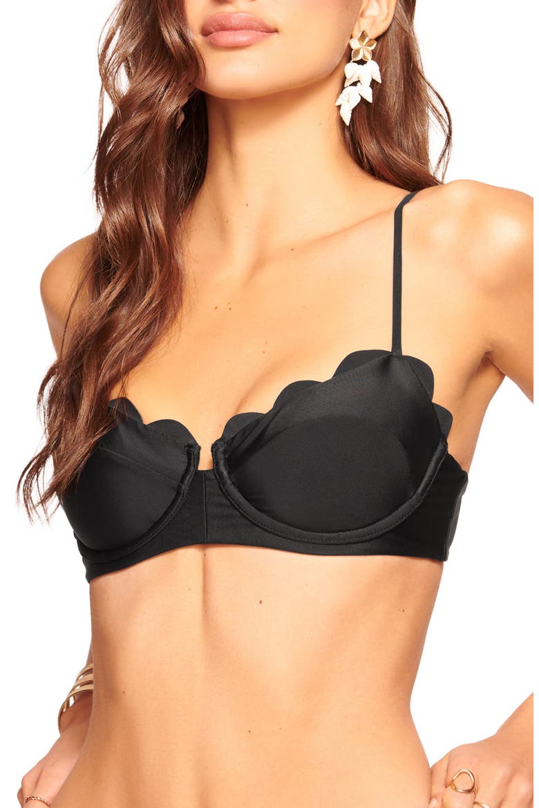 Leyla Scalloped Underwire Bikini Top, Main, color, BLACK