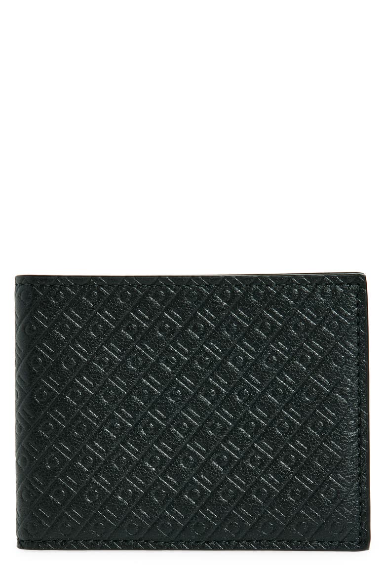 Mini Gancio Embossed Leather Bifold Wallet, Main, color, NERO NERO X MOD