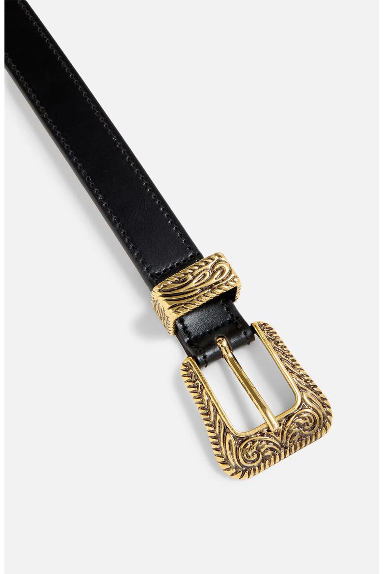 No. 15 Leather Belt, Alternate, color, BLACK/ GOLD